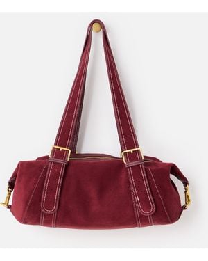 Oliver Bonas Cleo Burgundy Faux Suede Large Shoulder Bag - Red