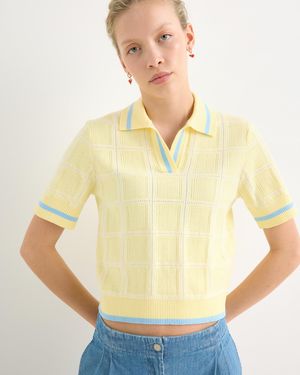 Oliver Bonas Butter Collared Knitted Top, Size 10 - Yellow
