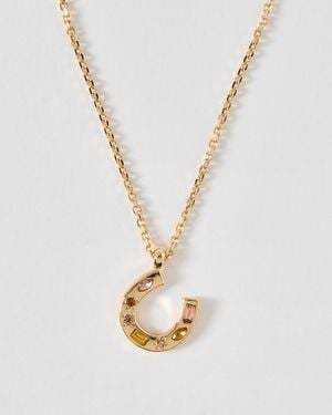 Oliver Bonas Montana Stone Detail Horse Shoe Pendant Necklace - White