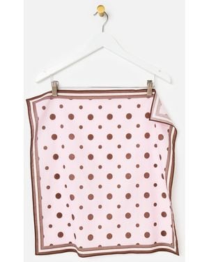 Oliver Bonas Light & Brown Polka Dot Cotton Square Scarf - Pink