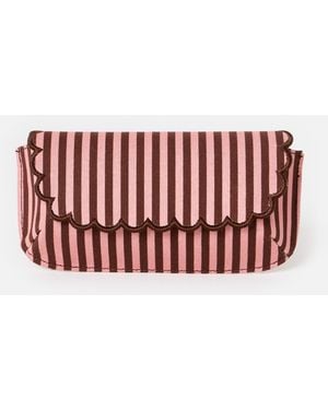 Oliver Bonas Lily & Pink Striped Glasses Case - Red