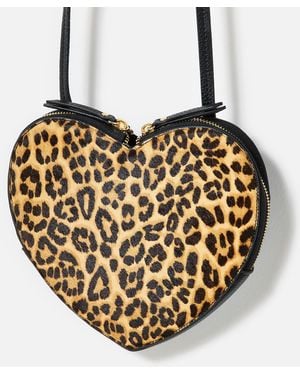Oliver Bonas Augusta Textured Leopard Print Heart Crossbody Bag - Metallic