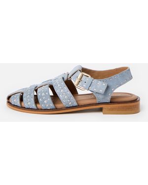 Oliver Bonas Light Stitch Detail Suede Gladiator Sandals, Size 4 - White
