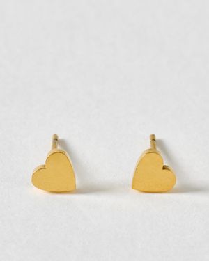 Oliver Bonas Suki Tone Waterproof Mini Heart Stud Earrings - Metallic