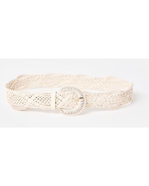 Oliver Bonas Ecru Cream Braided Weave Jeans Belt, Size Large - Natural