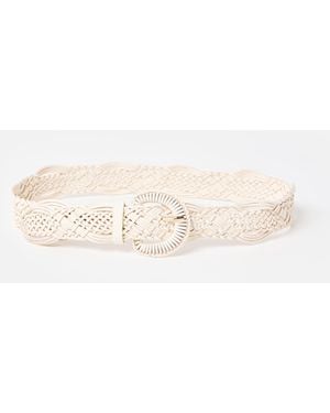 Oliver Bonas Ecru Cream Braided Weave Jeans Belt, Size Small - Natural