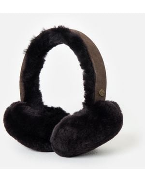 EMU Angahook Chocolate Brown Sheepskin Earmuffs - Black