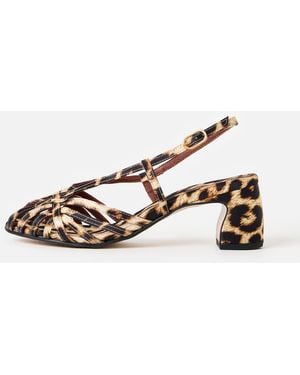 Anonymous Copenhagen Briddie 50 Leopard Satin Heeled Sandals, Size 4 - Natural