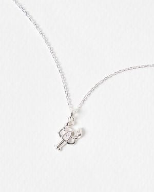Oliver Bonas Larry Lobster Charm Pendant Necklace - White