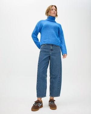 Oliver Bonas Mid Denim Barrel Leg Jeans, Size 6 - Blue