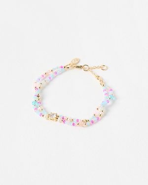 Oliver Bonas Immy Double Row Beaded Bracelet - White