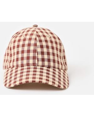 Oliver Bonas Gingham Cap Hat With Strawberry Motif - Pink