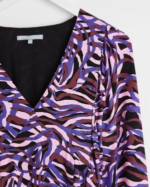 Oliver Bonas Abstract Animal Print Purple Midi Dress, Size 6