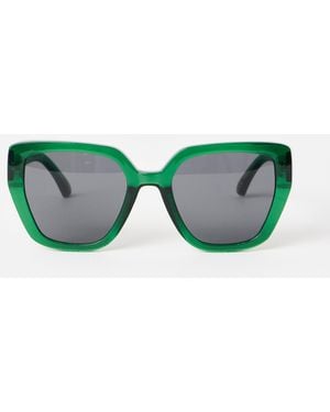 Oliver Bonas Crystal Cat Eye Sunglasses - Green