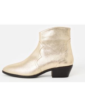 Oliver Bonas Metallic Leather Western Cowboy Boots, Size 3 - Natural