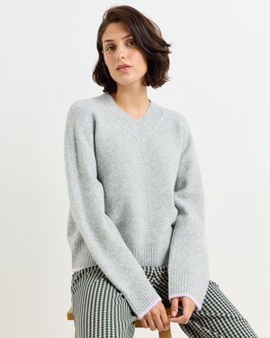 Oliver Bonas V-neck Knitted Jumper, Size 10 - Grey
