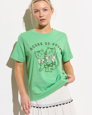 Oliver Bonas House Of Cats Graphic T-shirt, Size 6 - Green