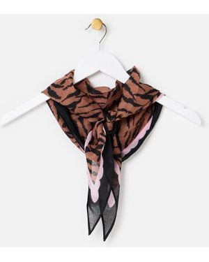Oliver Bonas Brown Animal Print Diamond Scarf - Pink