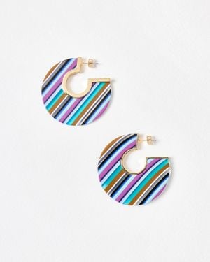 Oliver Bonas Romy Stripe Resin Large Hoop Earrings - Blue