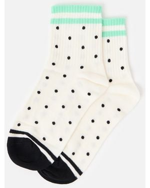 Oliver Bonas & Black Polka Dot Sporty Ankle Socks - White