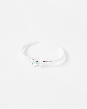 Oliver Bonas Alyssa Opalite Flower Silver Cuff Bangle - White