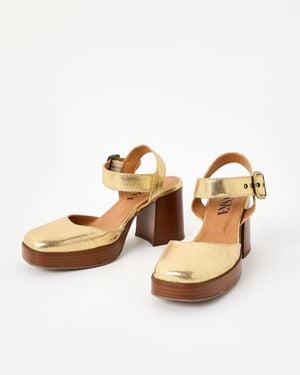 Oliver Bonas Esska Selina Metallic Platform Heeled Sandals - Natural