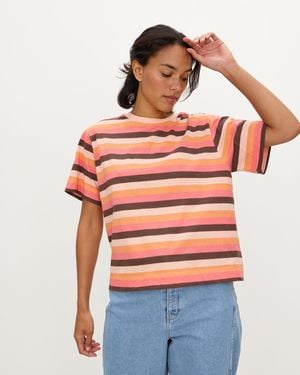 Oliver Bonas & Chocolate Brown Striped T-shirt, Size 6 - Orange