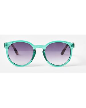 Oliver Bonas & Tort Wavy Arm Preppy Sunglasses - Blue