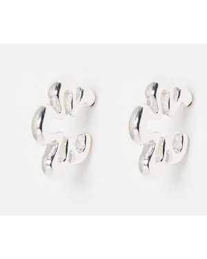 Oliver Bonas Belle Flower Motif Hoop Earrings - Natural