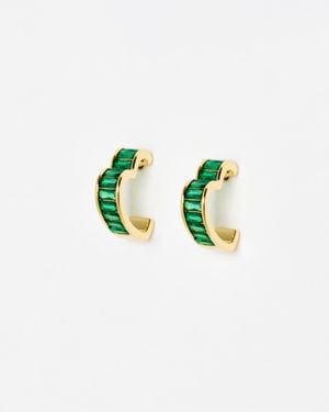 Oliver Bonas Eileen Green Baguette Stone Heart Hoop Earrings - Blue