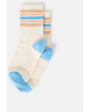 Oliver Bonas Orange & Blue Glitter Striped Sporty Ankle Socks