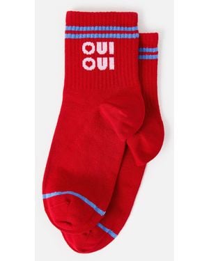 Oliver Bonas Oui Oui Sporty Ankle Socks - Red