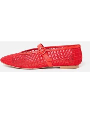 Oliver Bonas Bibi Lou Liana Floral Mesh Mary Janes - Red