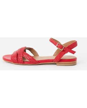 Oliver Bonas Plaited Leather Sandals, Size 4 - Red