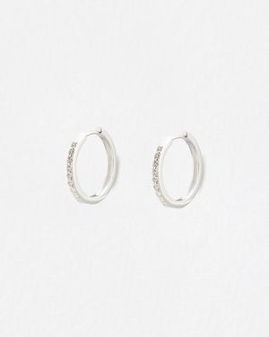 Oliver Bonas Clear Silver Stone Large Hoop Earrings - Multicolour