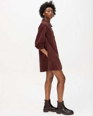 Oliver Bonas Chocolate Corduroy Collared Mini Shirt Dress, Size 6