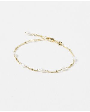 Oliver Bonas Mila Pearl Detail Chain Bracelet - White