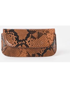 Oliver Bonas Carly Snake Print Glasses Case - Brown