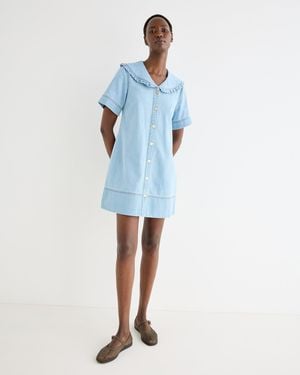 Oliver Bonas Light Frill Sailor Collar Denim Mini Dress, Size 10 - Blue