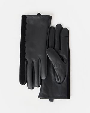 Oliver Bonas Scalloped Leather Gloves - Black