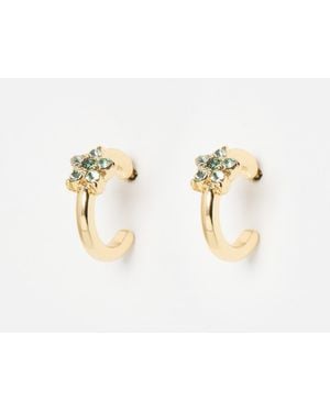 Oliver Bonas Alma Mini Studded Star Hoop Earrings - White