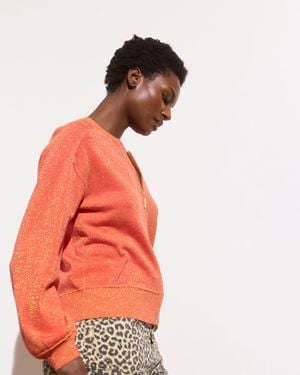 Oliver Bonas Sparkle Zip Up Knitted Bomber Jacket, Size 6 - Orange