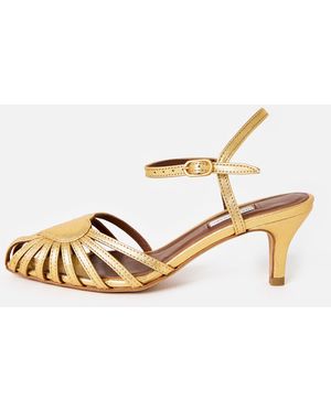 Anonymous Copenhagen Keesha 55 Metallic Heels, Size 4 - Natural
