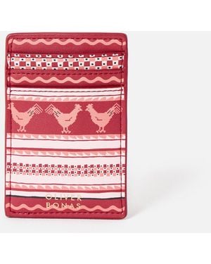Oliver Bonas Fair Isle Chicken Card Holder - Red