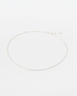 Oliver Bonas Awel Textured Oval Chain Necklace - White