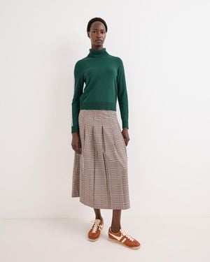 Oliver Bonas Checked Pleated Midi Skirt, Size 18 - Green