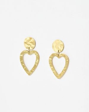 Just Trade X Oliver Bonas Lizet Hammered Heart Earrings - Metallic
