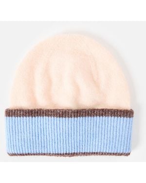 Oliver Bonas Cream & Blue Stripe Knitted Beanie Hat