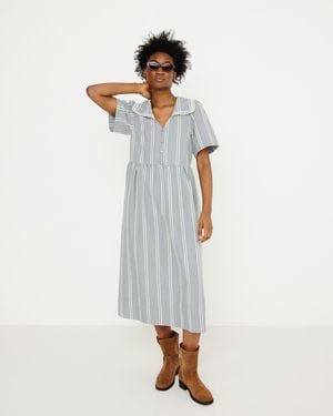 Oliver Bonas & White Gingham Sailor Collar Midi Dress, Size 10