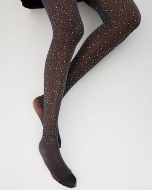 Oliver Bonas Embellished Glitter Tights - Black